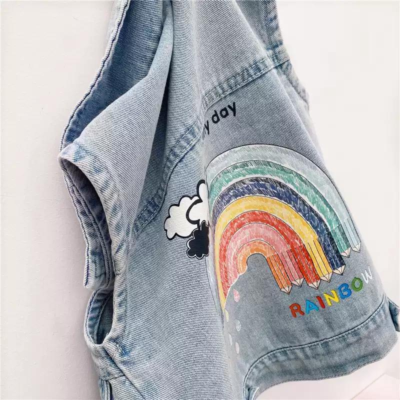 Áo Khoác Denim Sát Nách Mềm Mại Phong Cách Nhật Hàn Thời Trang Xuân Thu 2022 Cho Bé