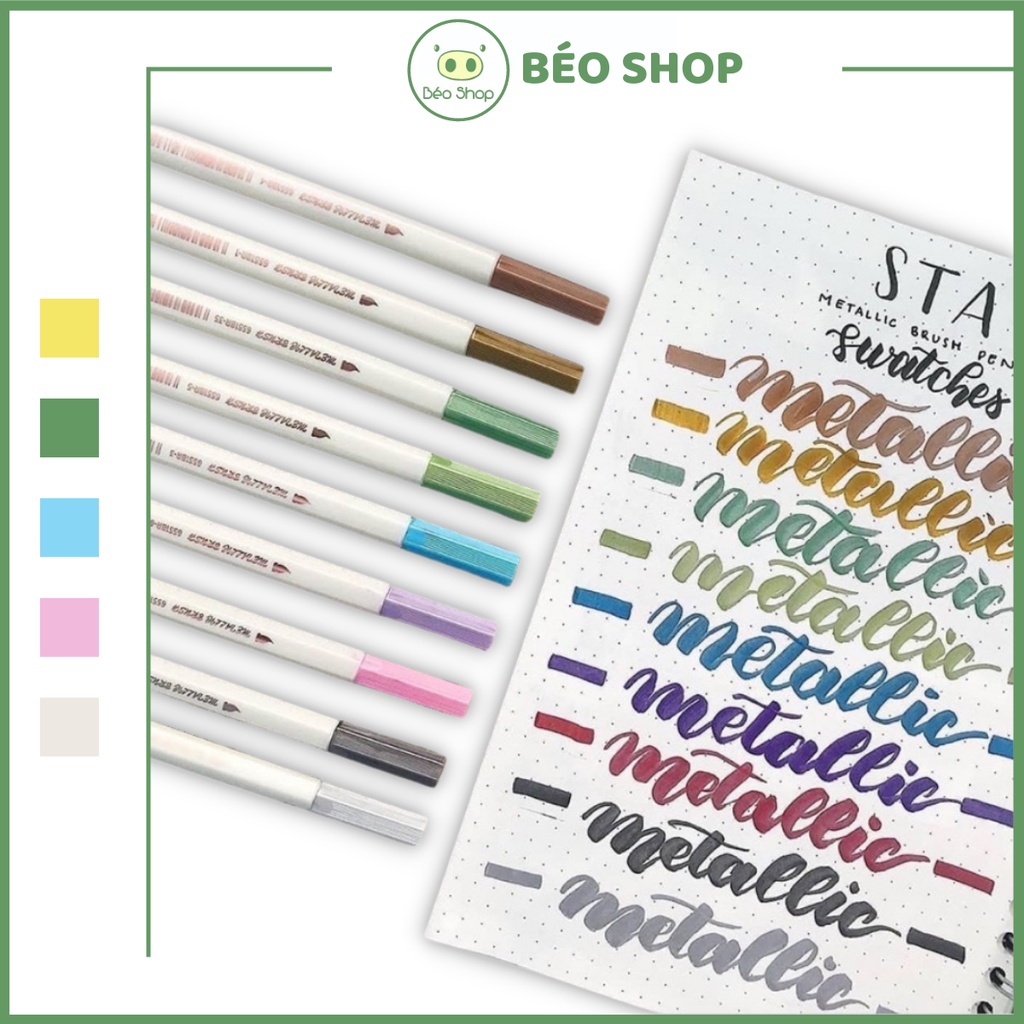Bút lông mềm có nhũ Sta Metallic Brush Pen viết Calligraphy B02