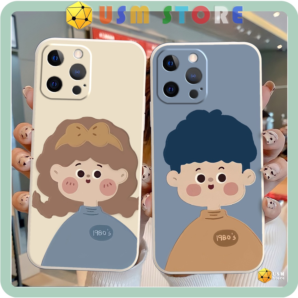 Ốp lưng iphone 11/11Pro/11Promax/12/12Mini/12Pro/12Promax/13/13Promax/13Mini, viền vuông bảo vệ cam, in hình cặp đôi