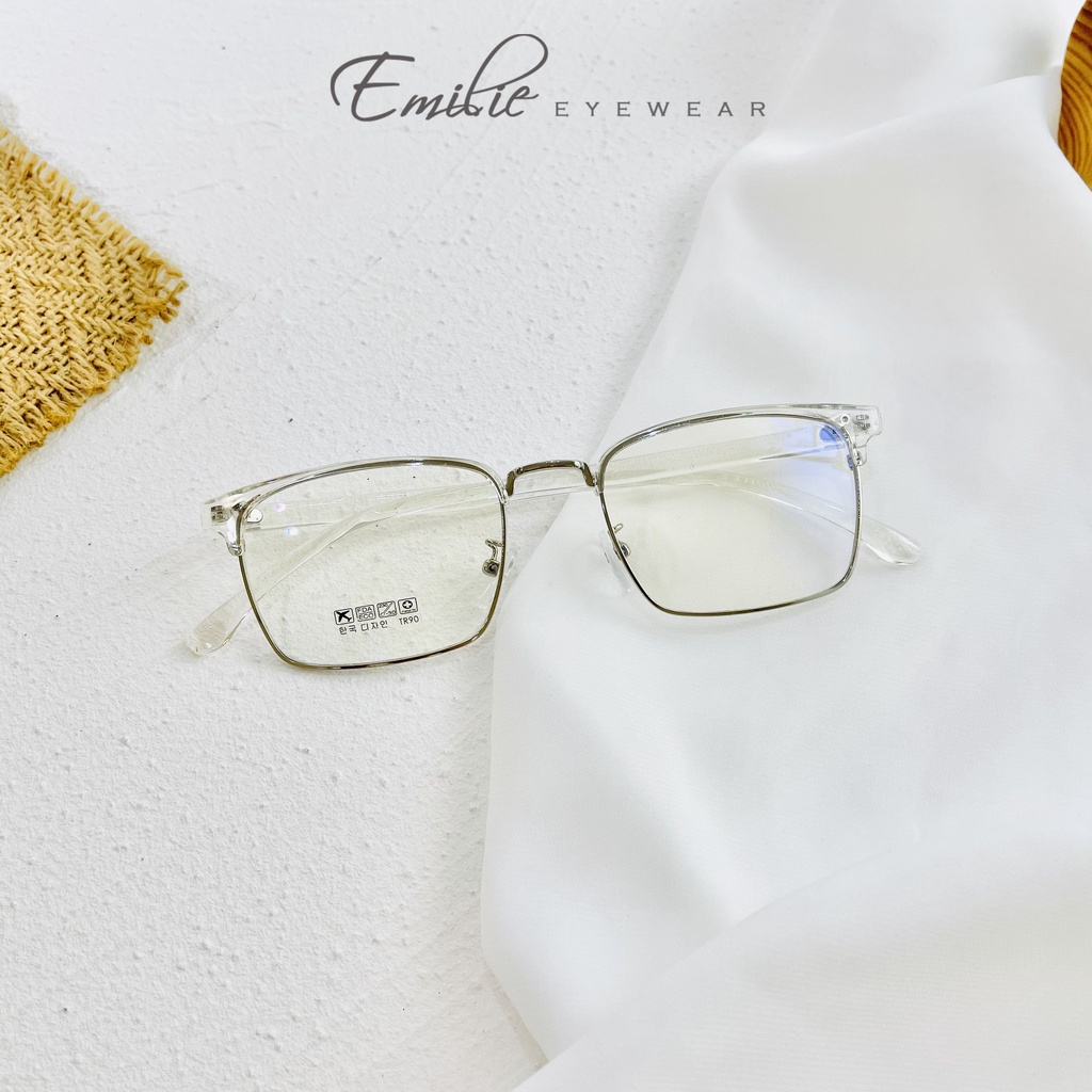 Gọng kính clubmaster nam nữ Kính mắt Emilie chất liệu kim loại kết hợp nhựa dẻo phụ kiện thời trang 2723