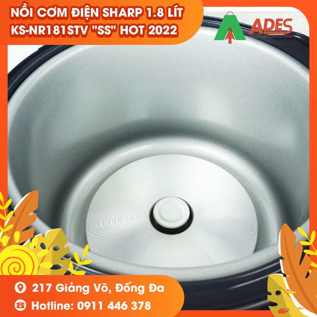 Nồi cơm điện Sharp 1.8 lít KS-NR181STV &quot;SS&quot; - NEW HOT 2022 - Bảo hành Chính hãng 12 Tháng