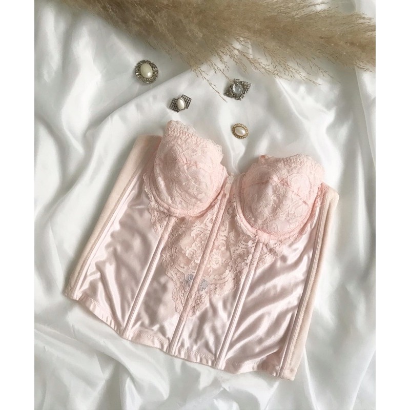 Áo corset ren cam pastel 2hand(85C)