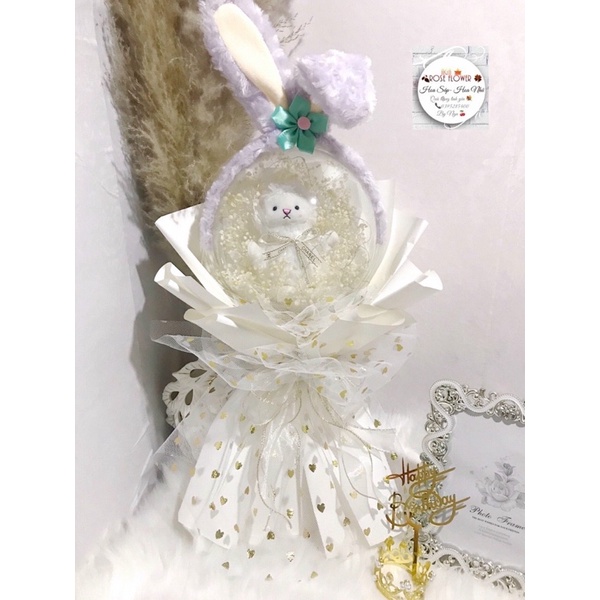 Bó Hoa Bóng Kèm Gấu Và Tai Thỏ