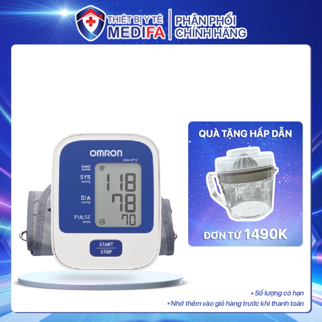 Máy Đo Huyết Áp Omron HEM-8712 Chính Hãng, Đo Nhịp Tim, Bảo Hành 5 Năm