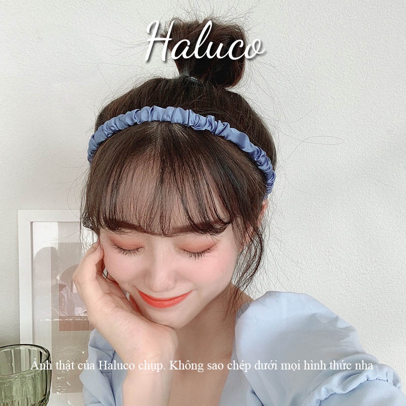 Băng đô vải lụa satin cài tóc phong cách Hàn Quốc,Bờm tóc vải nhún dễ thương cho nữ Haluco.accessories BT02