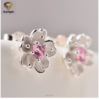 Bông tai bạc Ý 925 Bạc xinh Huệ Ngân - Hoa anh đào RYE141012