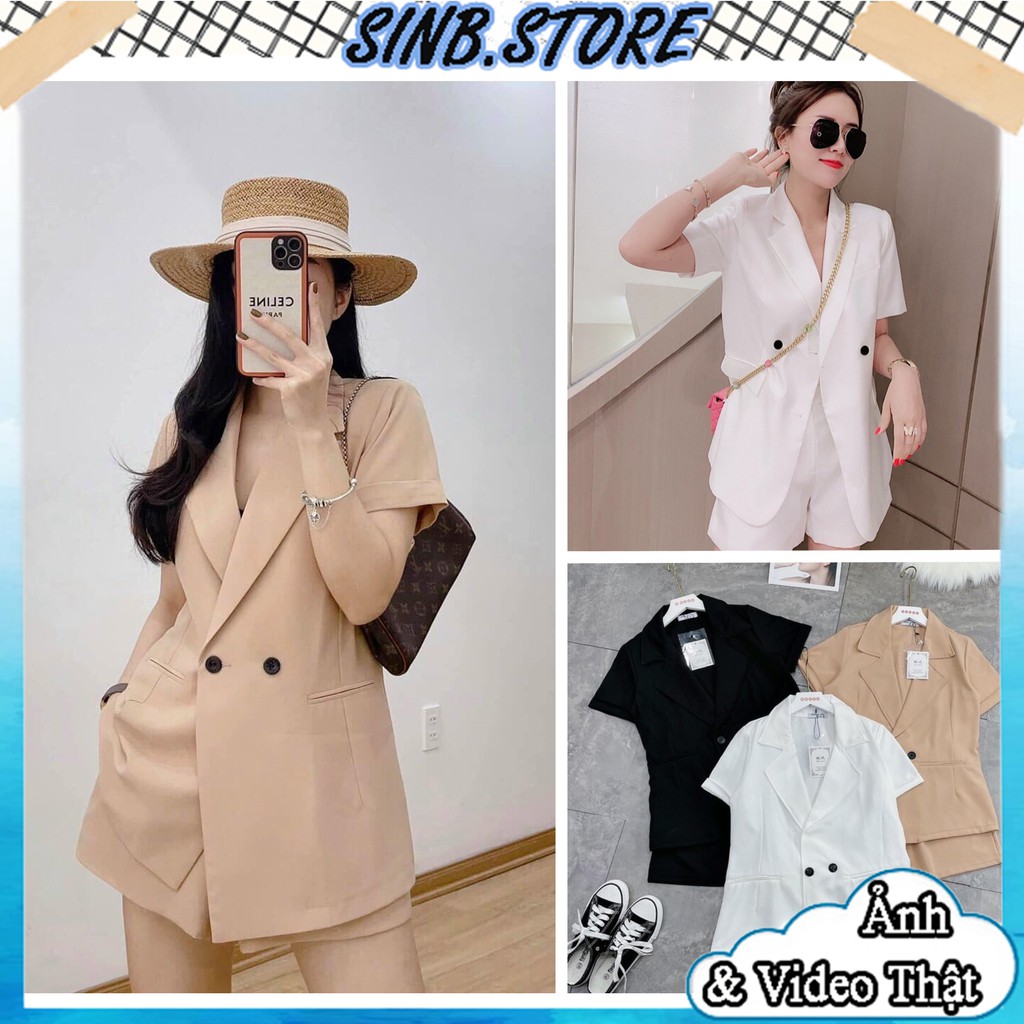 Set Vest Nữ Công Sở Cao Cấp, Bộ Áo Vest Nữ Tay Ngắn Và Quần Short Trơn Basic - Thanh Lịch,  Siêu Mát - SINB.STORE | BigBuy360 - bigbuy360.vn