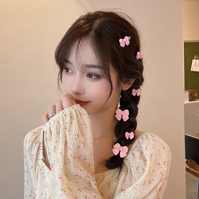 Kẹp Tóc Hình Nơ / Trái Tim Màu Hồng Thời Trang Hàn Quốc Cho Nữ