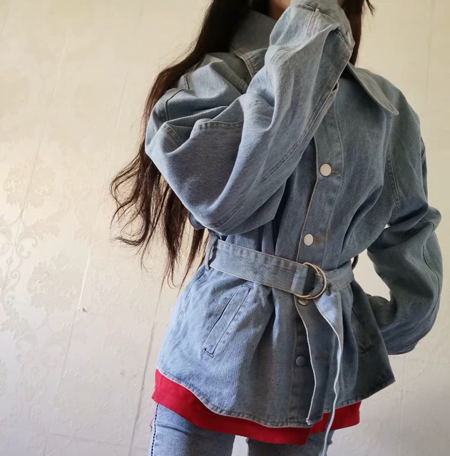 [ORDER+ẢNH THẬT] ÁO SƠ MI DENIM THẮT DÂY EO