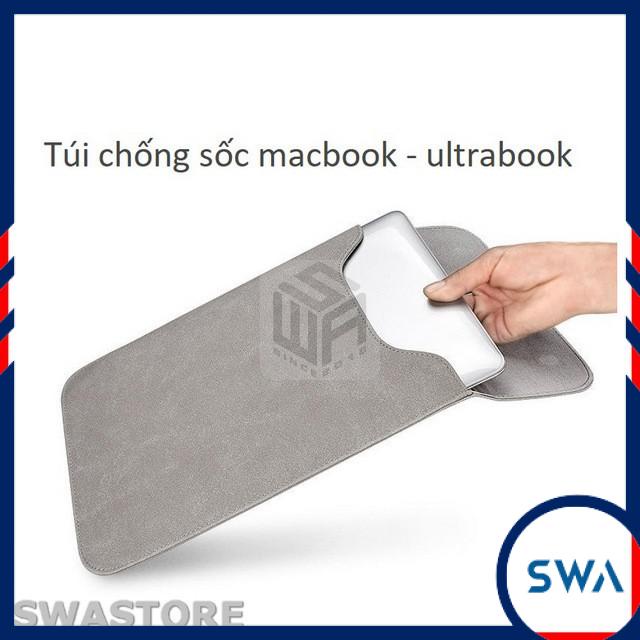 [Kiêm bàn di chuột] Túi chống sốc da sáp cho macbook và ultrabook, chống thấm nước, SWASTORE