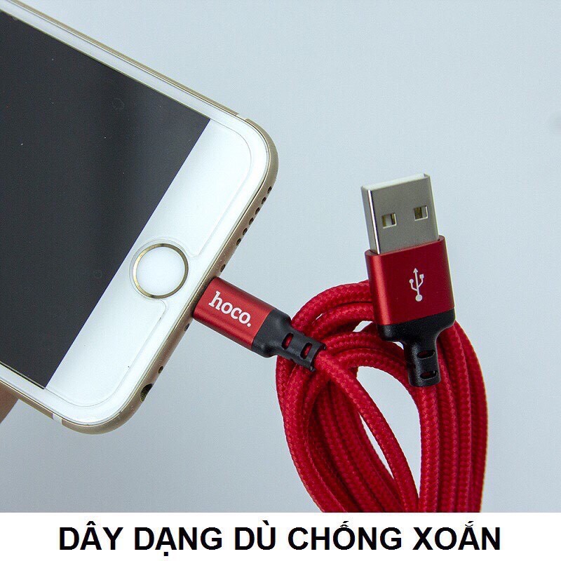 Cáp sạc Hoco X14 siêu bền chân Lightning, Micro USB, Type C dài 1m, 2m