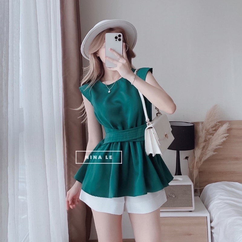 Set áo lụa hàn, bộ áo lụa xếp ly đai chéo sát nách mềm-mịn-mát, nhẹ nhàng, mặc vào vô cùng thấm hút mồ hôi, thoáng mát
