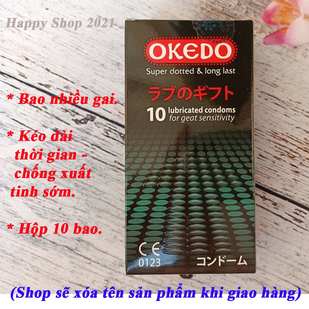 Combo 3 hộp bao cao su OKEDO 10   - bao kéo dài thời gian, gai