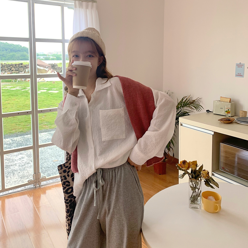 Áo Sơ Mi Tay Dài Màu Trơn Kiểu Retro Thời Trang Mùa Thu Dành Cho Nữ