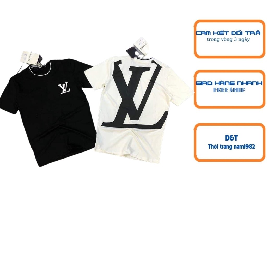 Áo Phông Nam - Áo Thun Nam Tay Ngắn LV Đen Trắng Mẫu Mới Hè 2021 | BigBuy360 - bigbuy360.vn