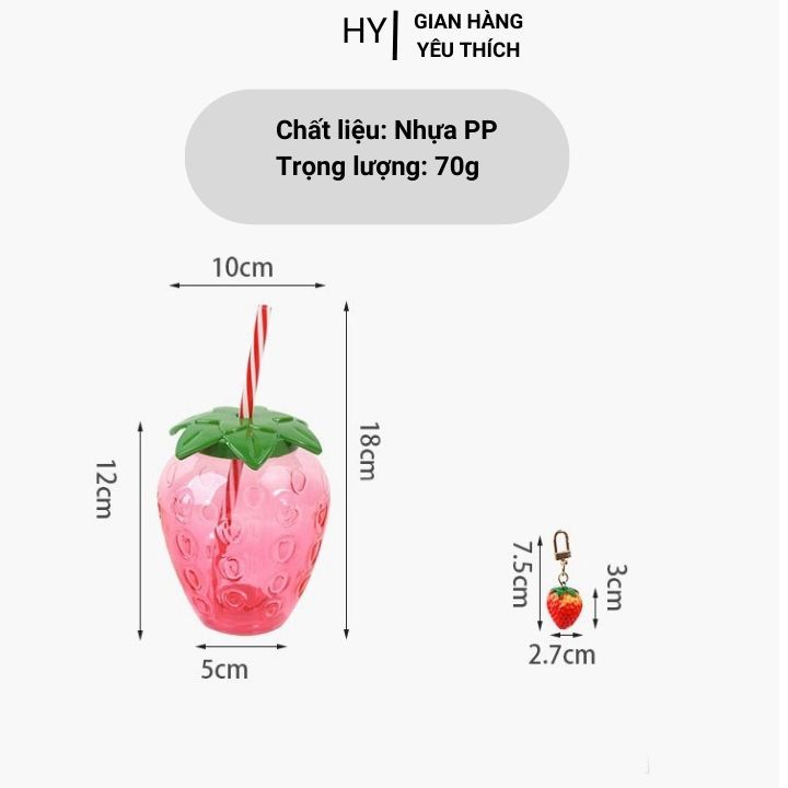 Bình Nước Trái Dâu Tây Dung Tích 500ml Tặng Kèm Ống Hút Và Móc Khóa Siêu Yêu Siêu Tiện Dụng | BigBuy360 - bigbuy360.vn