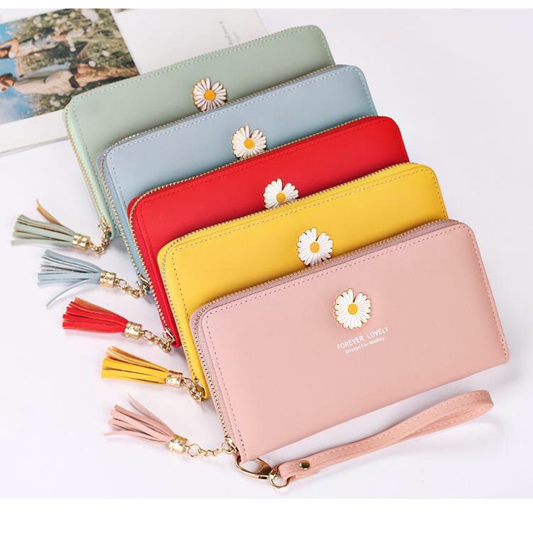 Ví Dài Nữ Cầm Tay Hot Trend Hoa Cúc - Phong Cách Hàn Quốc