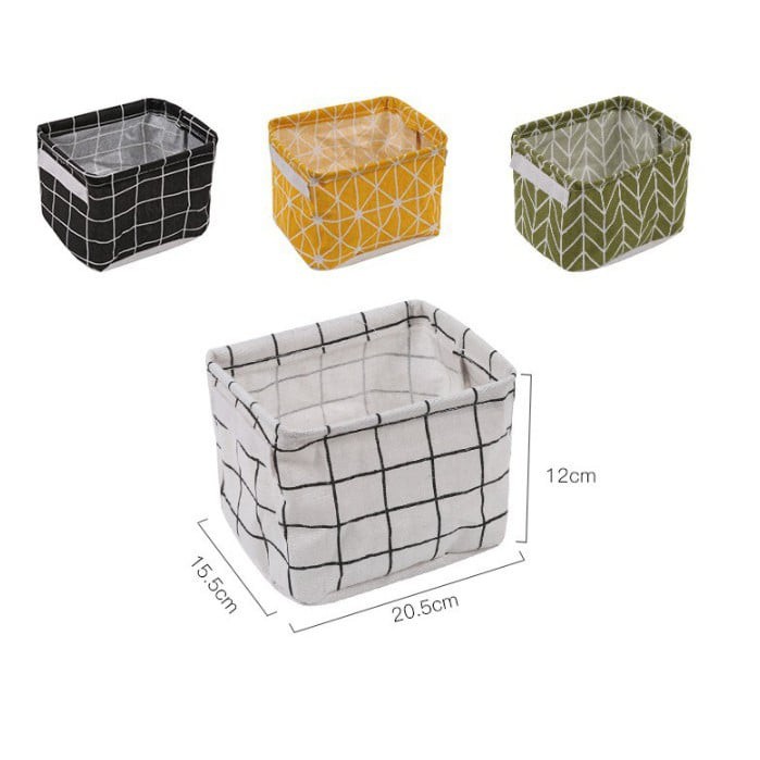 Hộp vải vuông đựng đồ, sọt vải chống thấm, giỏ vuông chứa đồ dùng đa năng size 20x16x13cm có quai cầm tiện dụng