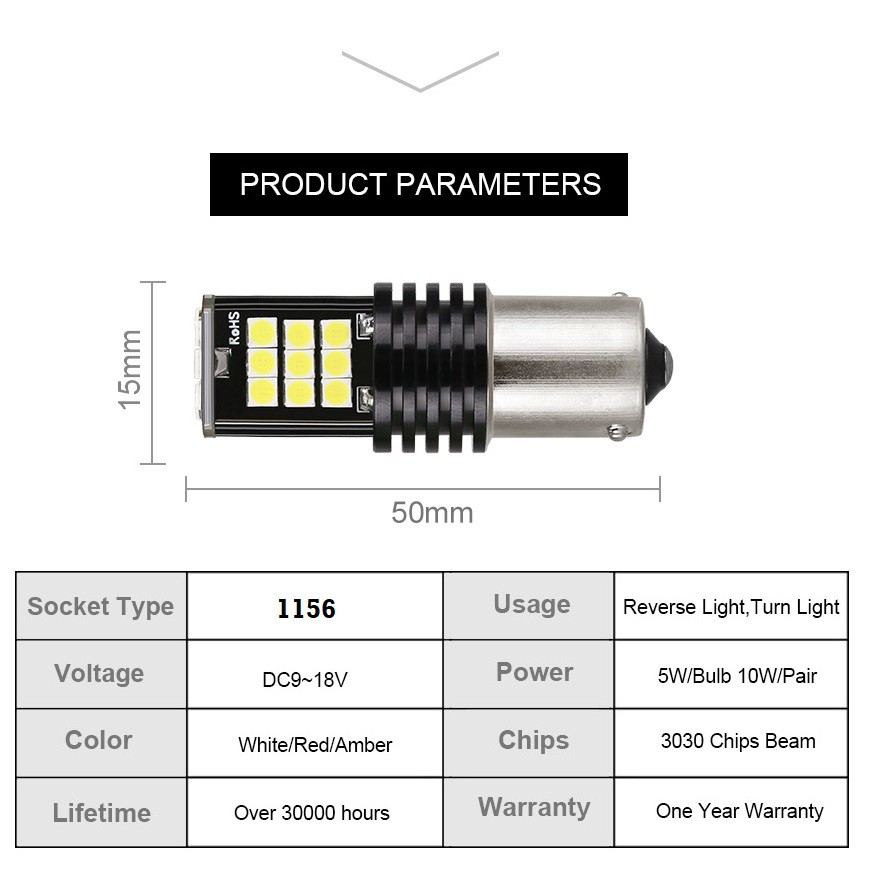 Bóng LED 1156 Siêu Sáng Với 24 Chip Led 3030 Báo Rẽ, Đèn Hậu, Xi Nhan, Đèn Lùi Cho Xe Máy, O Tô