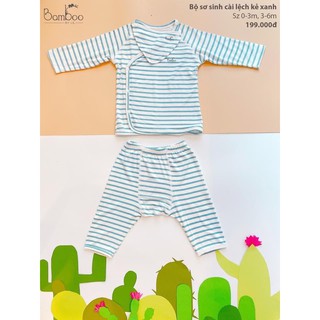 Bộ Sơ Sinh Cài Lệch Kẻ Hồng Bamboo