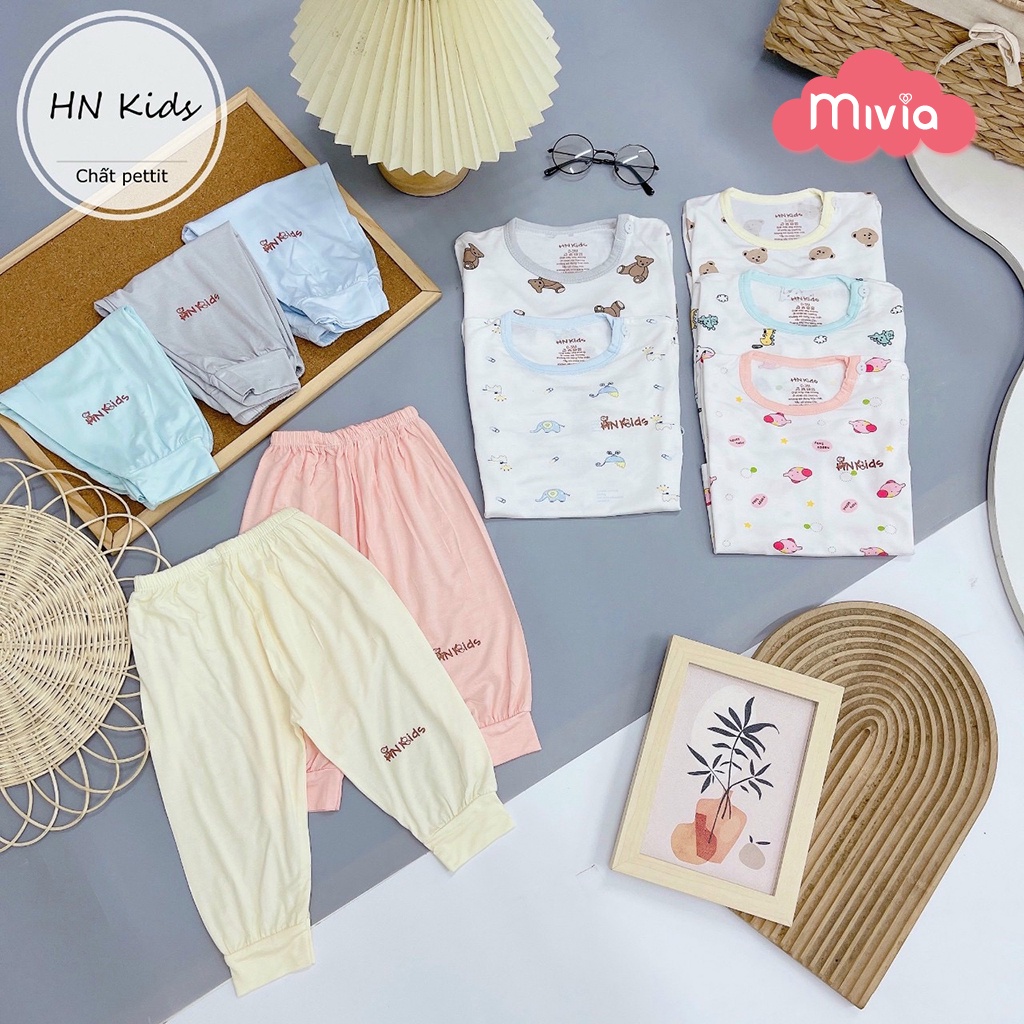 Quần áo sơ sinh dài tay pettit sợi tre, bộ sơ sinh dài tay cài vai chính hãng HN Kids, loại cao cấp