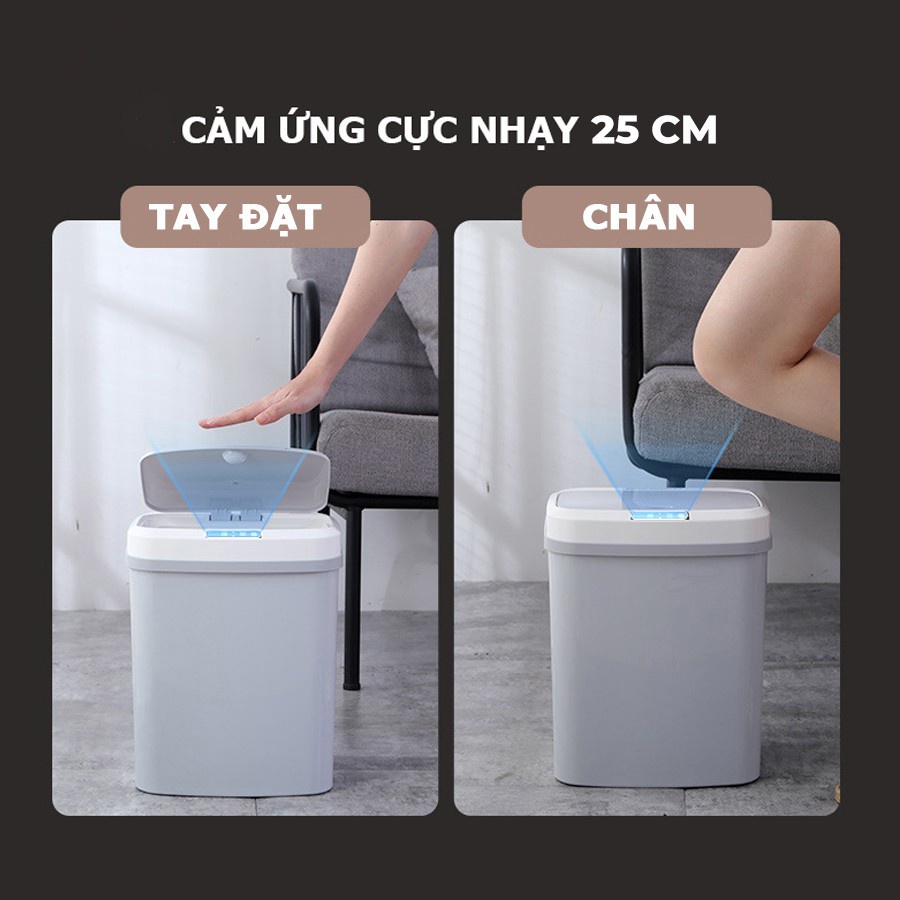 Thùng Rác Thông Minh Smarthome 16L - Thùng Rác Cảm Ứng Có Ngăn Chứa Túi Đựng Rác Tiện Lợi - Bảo Hành 12 Tháng