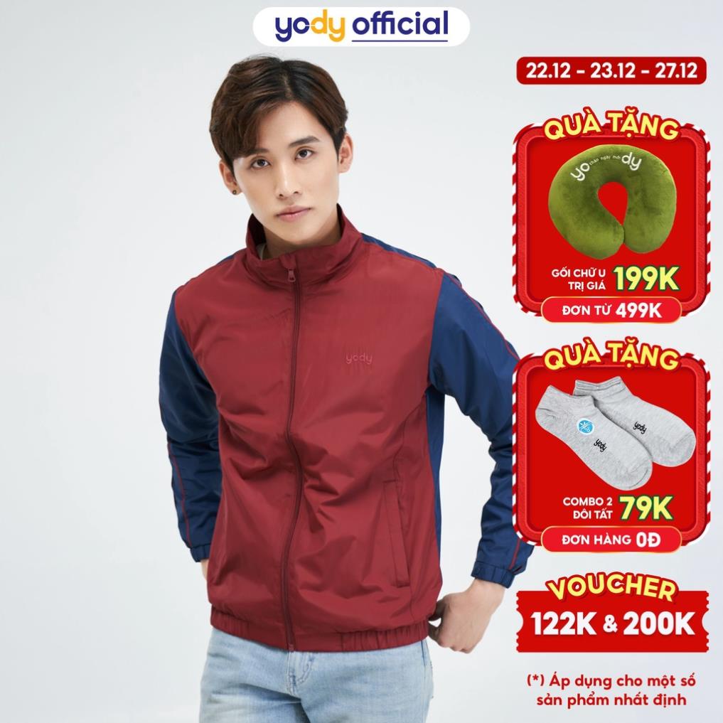🌺 Áo khoác gió nam YODY phối tay trượt nước, cản gió bền màu AKM4001