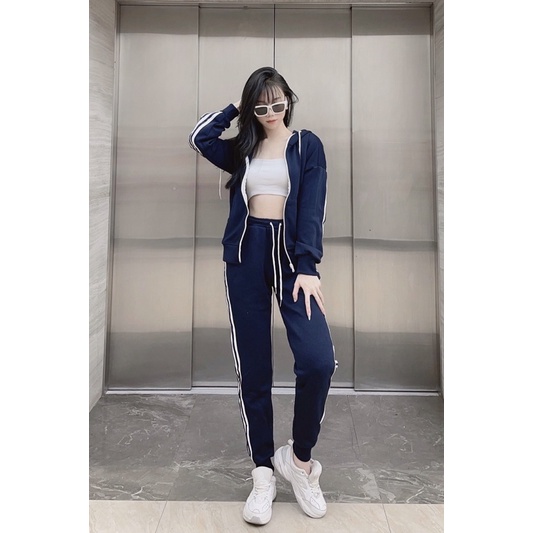 Set bộ đồ thể thao nữ adidas cao cáp 3 sọc full màu vải dư M3350023