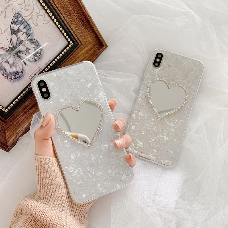 Ốp điện thoại mềm có gương trang điểm cho iPhone 11 Pro Max X Xs XR XS Max 8 7 6s 6 SE 5s 5 6P/6sP 7P/8P | BigBuy360 - bigbuy360.vn