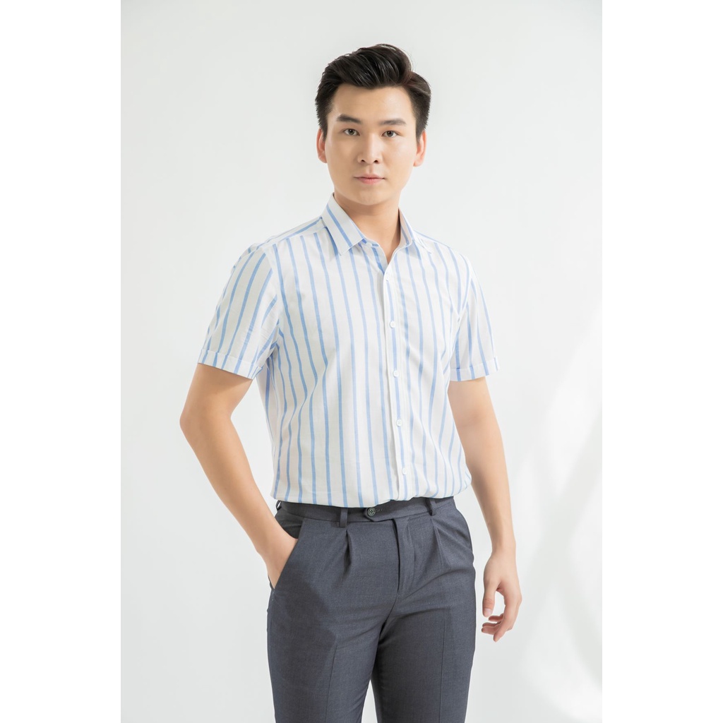 Áo sơ mi nam ngắn tay ARISTINO dáng ôm nhẹ slim fit tà lượn - ASS022S1