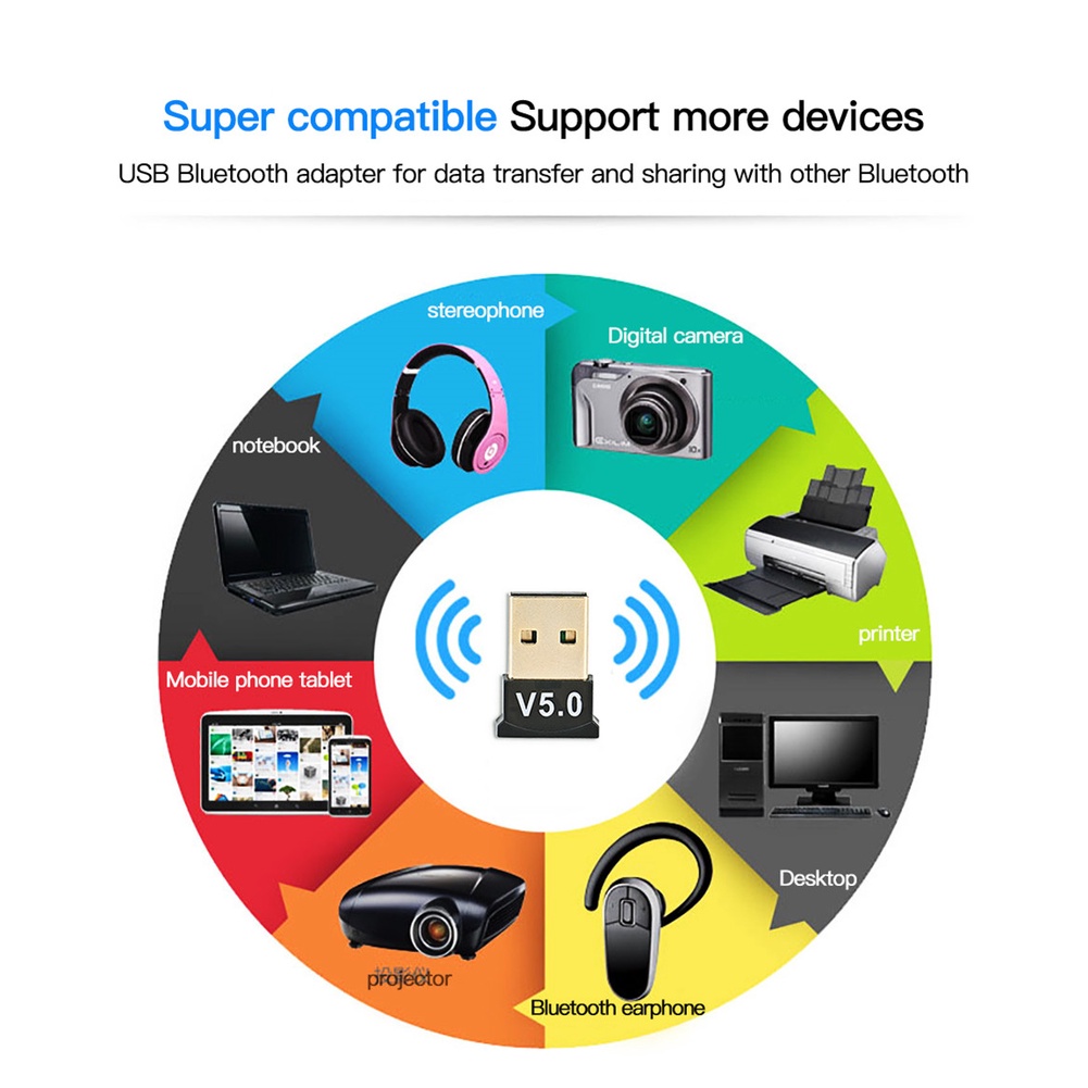 Đầu thu phát tin hiệu Bluetooth 5.0 không dây cổng USB chất lượng cao cho máy tính | BigBuy360 - bigbuy360.vn
