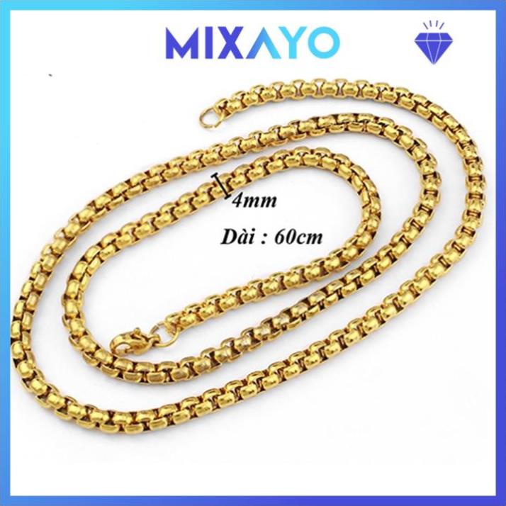 Dây chuyền nam titan cao cấp đẹp thép không gỉ bông dừa khít MIXAYO kích cỡ 4mm PTDCNA49