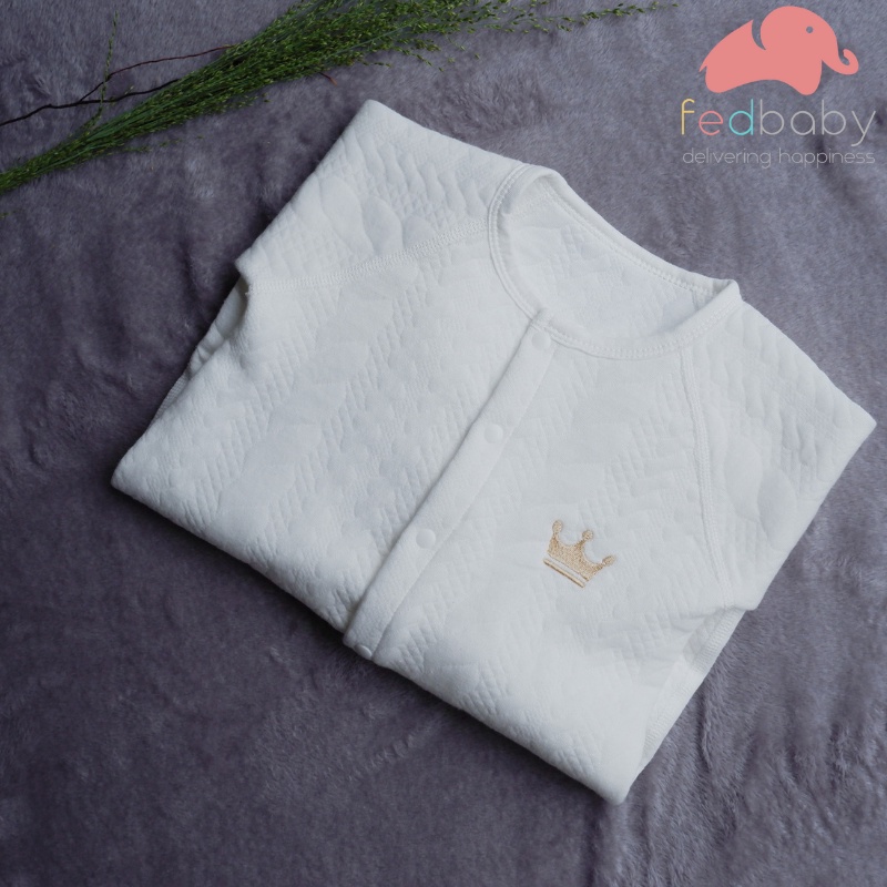 Bộ áo liền quần dành cho bé sơ sinh 0-6 tháng tuổi, thu đông dày dặn thương hiệu Fedbaby