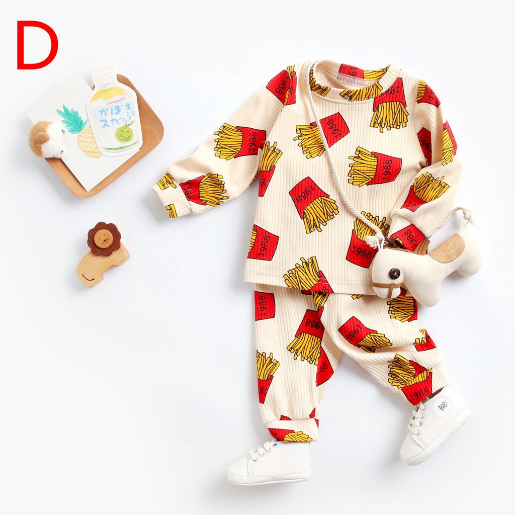 Bộ đồ 2 món Sanlutoz gồm áo + quần họa tiết hoạt hình bông hoa cho trẻ em