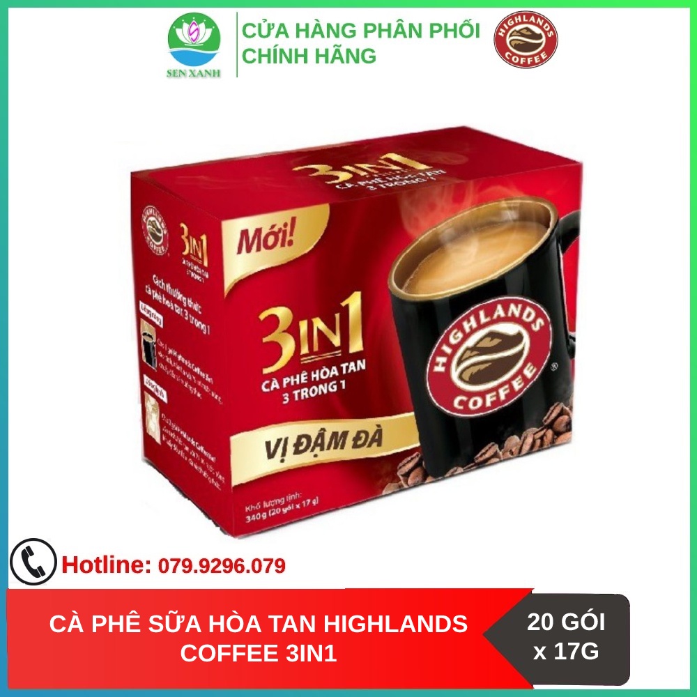 [SenXanh CAFE] Cà phê hòa tan 3in1 Highland Coffee 20 gói - 17g