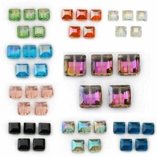 10pcs 14mm Flat Square Faceted Glass Crystal Loose Beads Jewelry DIY Findings