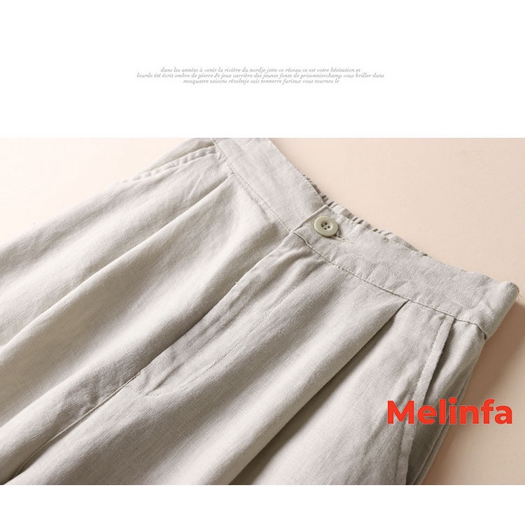 Quần dài nữ suông rộng thanh lịch trẻ trung  có túi cạp chun phía sau vải Cotton tự nhiên mã VAQ0400