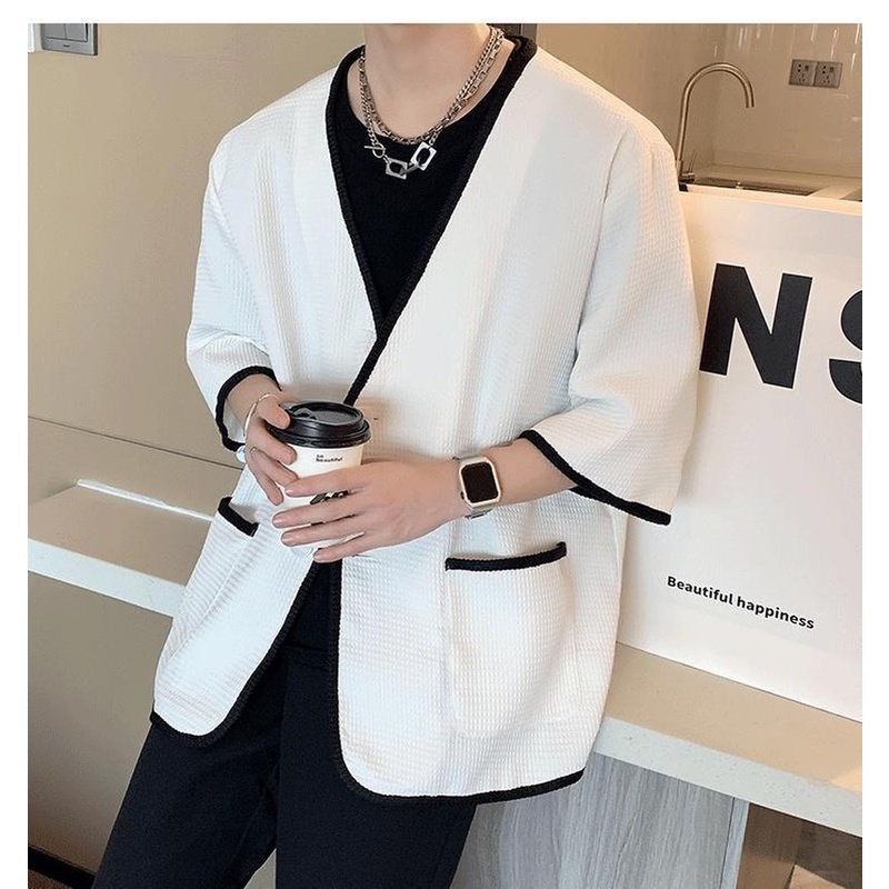 Áo Khoác Vest Tay Lửng Dáng Rộng Thời Trang Mùa Hè Cho Nam