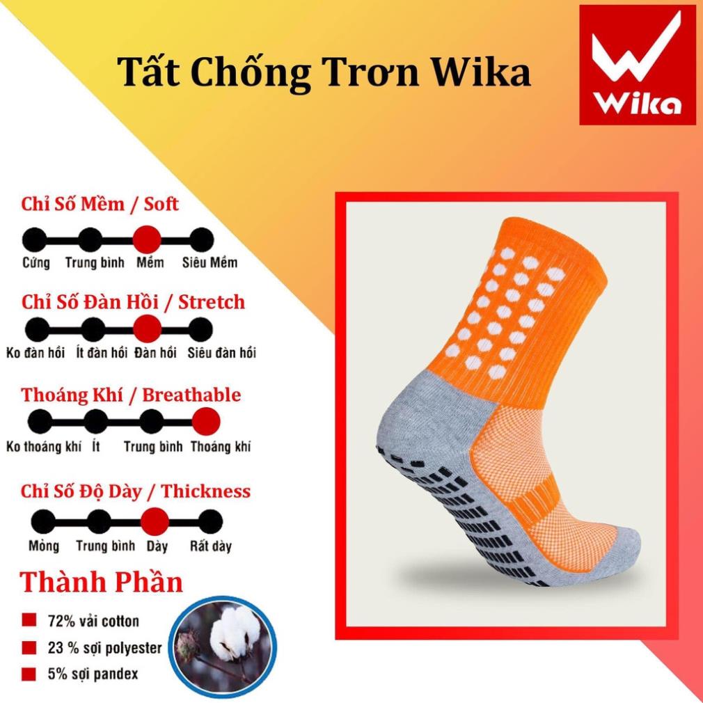 Free Ship - Tất đá bóng chống trơn Wika chính hãng thiết kế thun sọc dày dặn ôm chân, co giãn thoáng khí TATCT