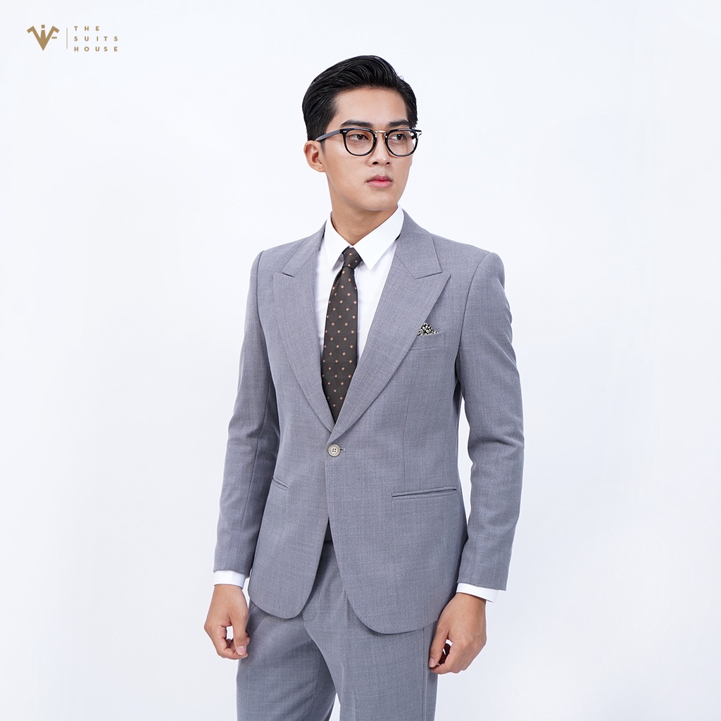 Bộ vest nam xám nhạt 1 khuy 2 túi, suits sartorial The Suits House