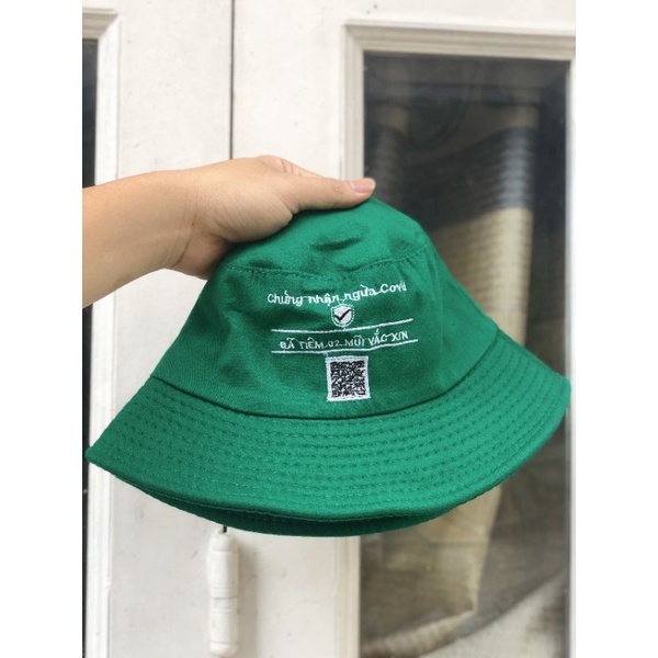 (Combo 20) Nón Vành, Nón Kết Thẻ Xanh Thêu Mã QR Đủ 2 Mũi, Nón Mã QR Siêu Hot