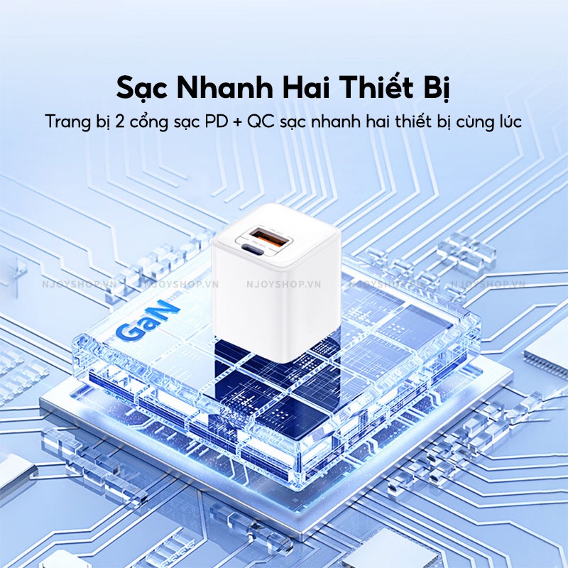 Củ Sạc Nhanh Remax Rp-u26 Siêu Nhỏ Gọn Sạc Nhanh Cổng Kép Gan Pd 33w + Qc 3.0 Cho Ip Samsung Xiaomi Huawei Oppo Njoyshop
