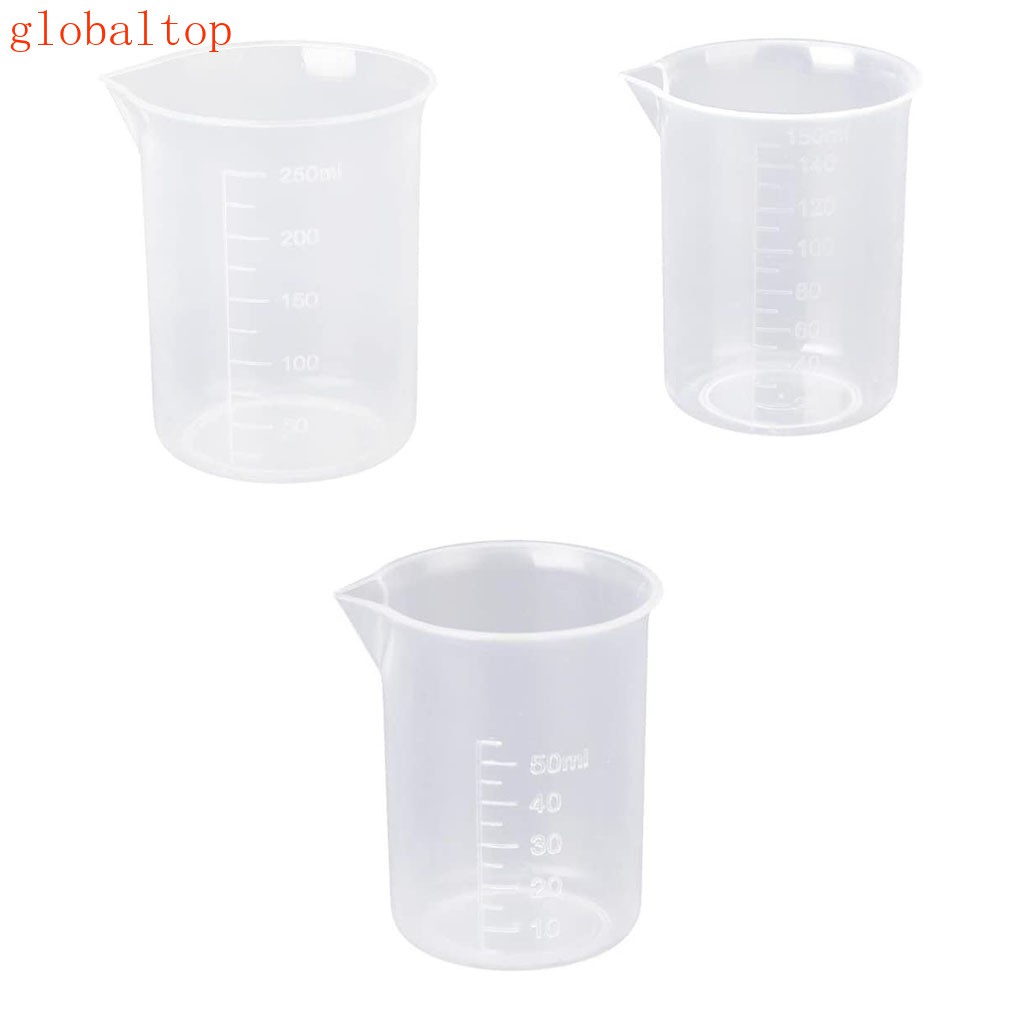 Set 3 Cốc Đo Lường Bằng Nhựa Dùng Trong Phòng Thí Nghiệm Tiện Dụng