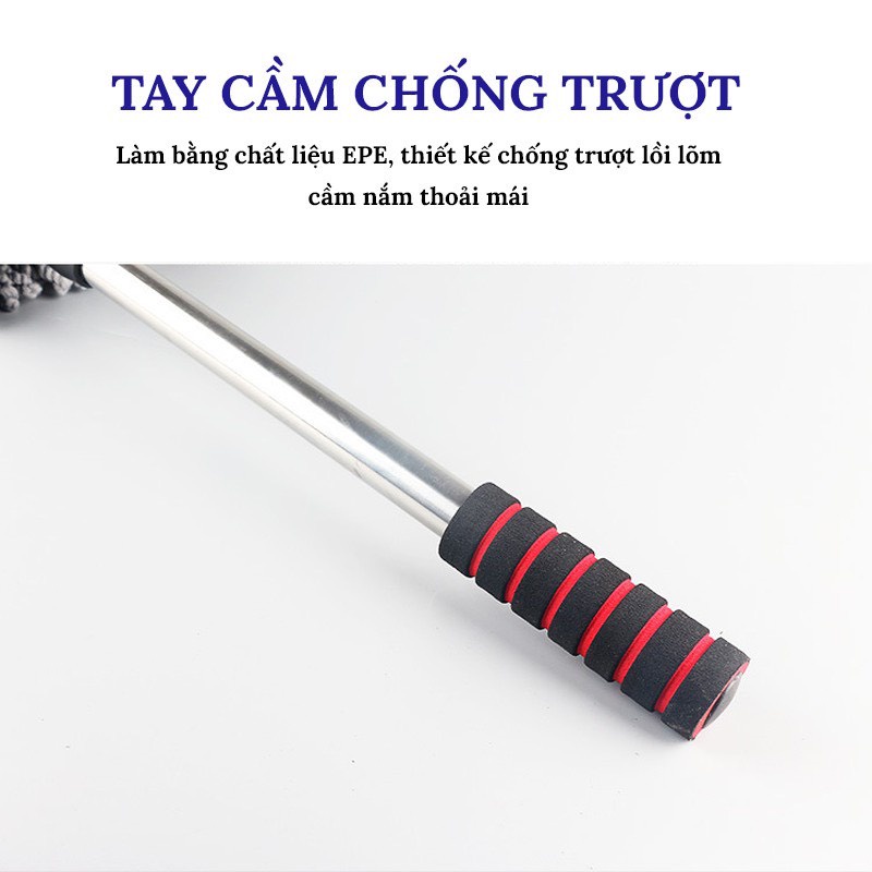 Chổi Lau Bụi Nội Thất Xe Hơi Sợi Dầu, Cán Co Rút Tiện Lợi