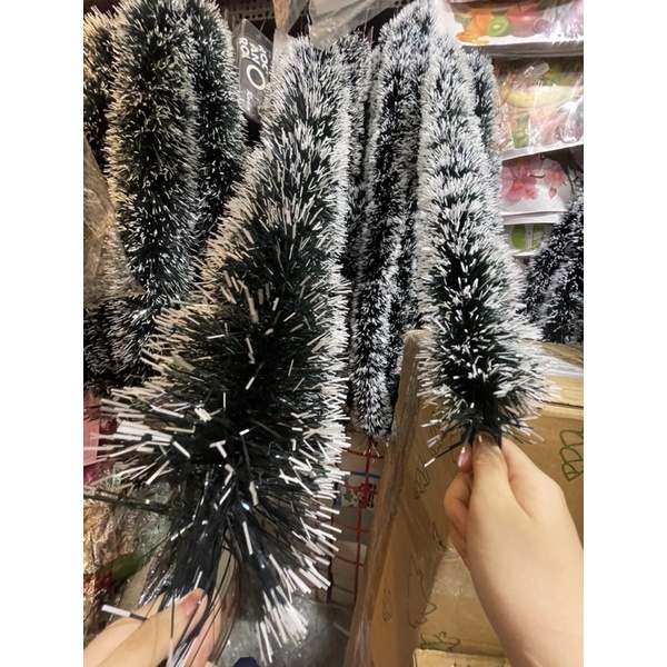 Dây thông đuôi chồn LOẠI XÙ DÀY đường kính 9cm/13cm trang trí noel - Green Tinsel Garland With Snow Tips