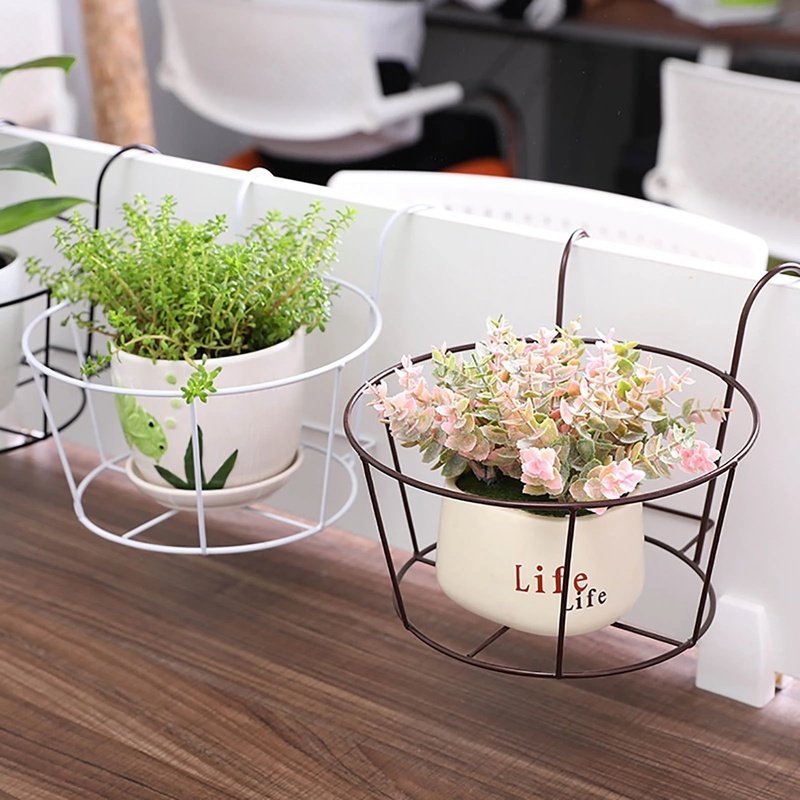 Home Garden Balcony Iron Art Metal Flower Pot Holder / Hanging Railing Plants Baskets