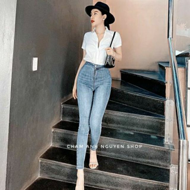 Quần jean nữ cạp cao quầnbò nữ lưng cao
