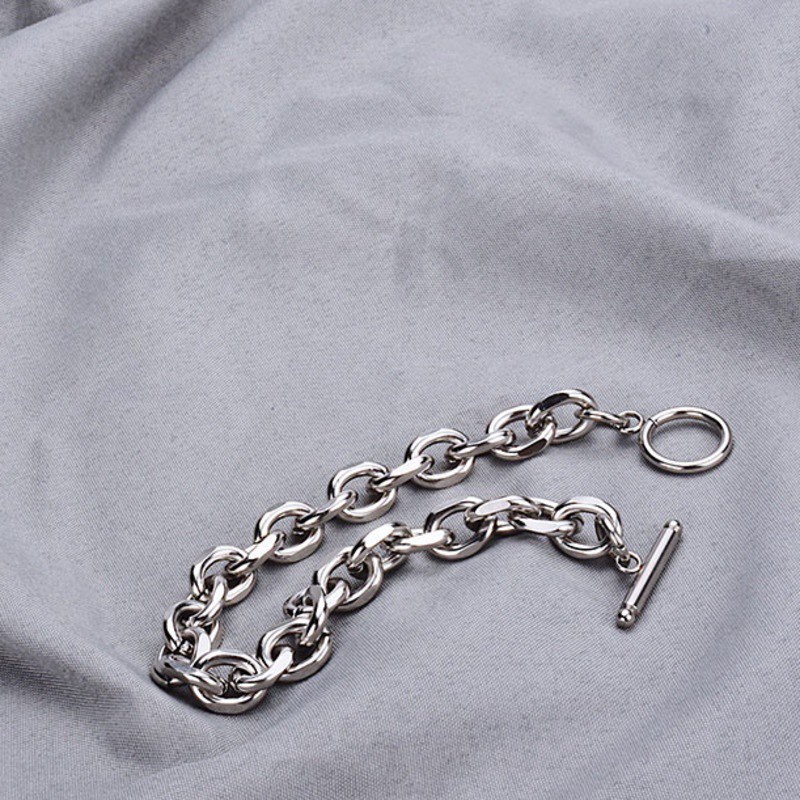 Vòng Tay Bạc Khóa Ot Phong Cách Hàn Quốc  191165Vòng Tay Dày Dặn Phong Cách Hip Hop Cá Tính