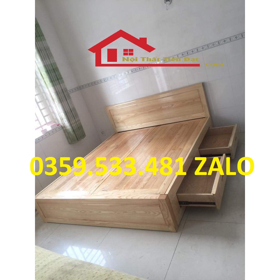 Giường gỗ sồi có hộc kéo cao cấp nhiều mẫu 1m6-1m8x2m giá xưởng