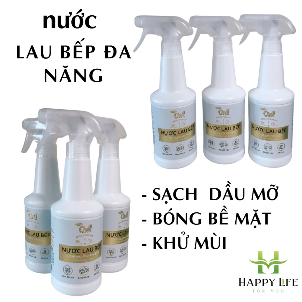 Nước lau kính, nước lau bếp, dung dịch tẩy rửa đa năng, nước ủi quần áo tinh dầu On1 500ml - Happy Life 4U